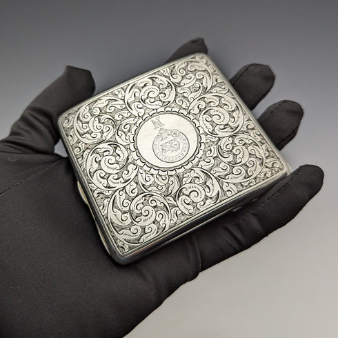 1898年 英国アンティーク 純銀製シガレットケース 96g George Unite